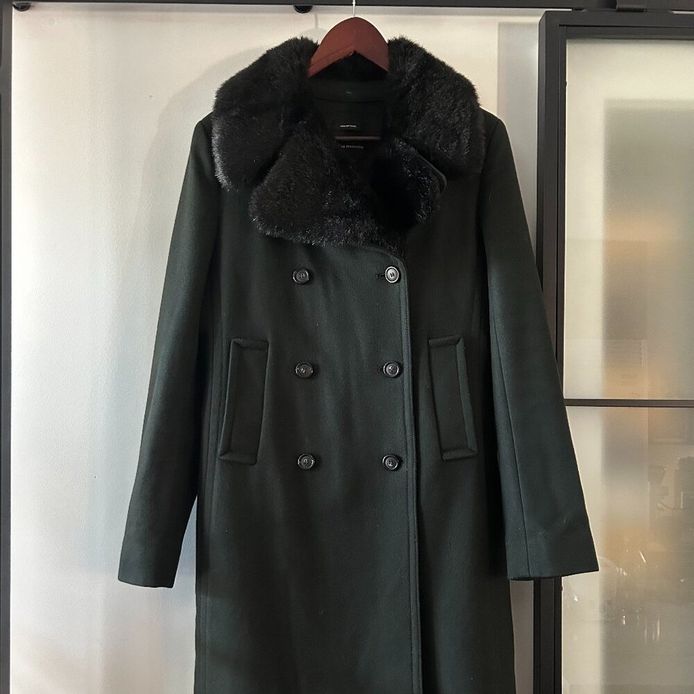 Club Monaco Luxurious Double-Breasted Peacoat - Dark Green / Olive - Size Medium